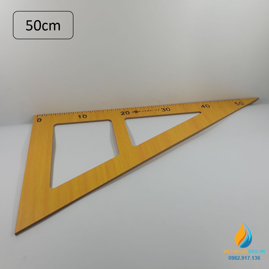 Eke gỗ cho giáo viên, cạnh vuông 50cm, vạch chia, gỗ chất lượng cao