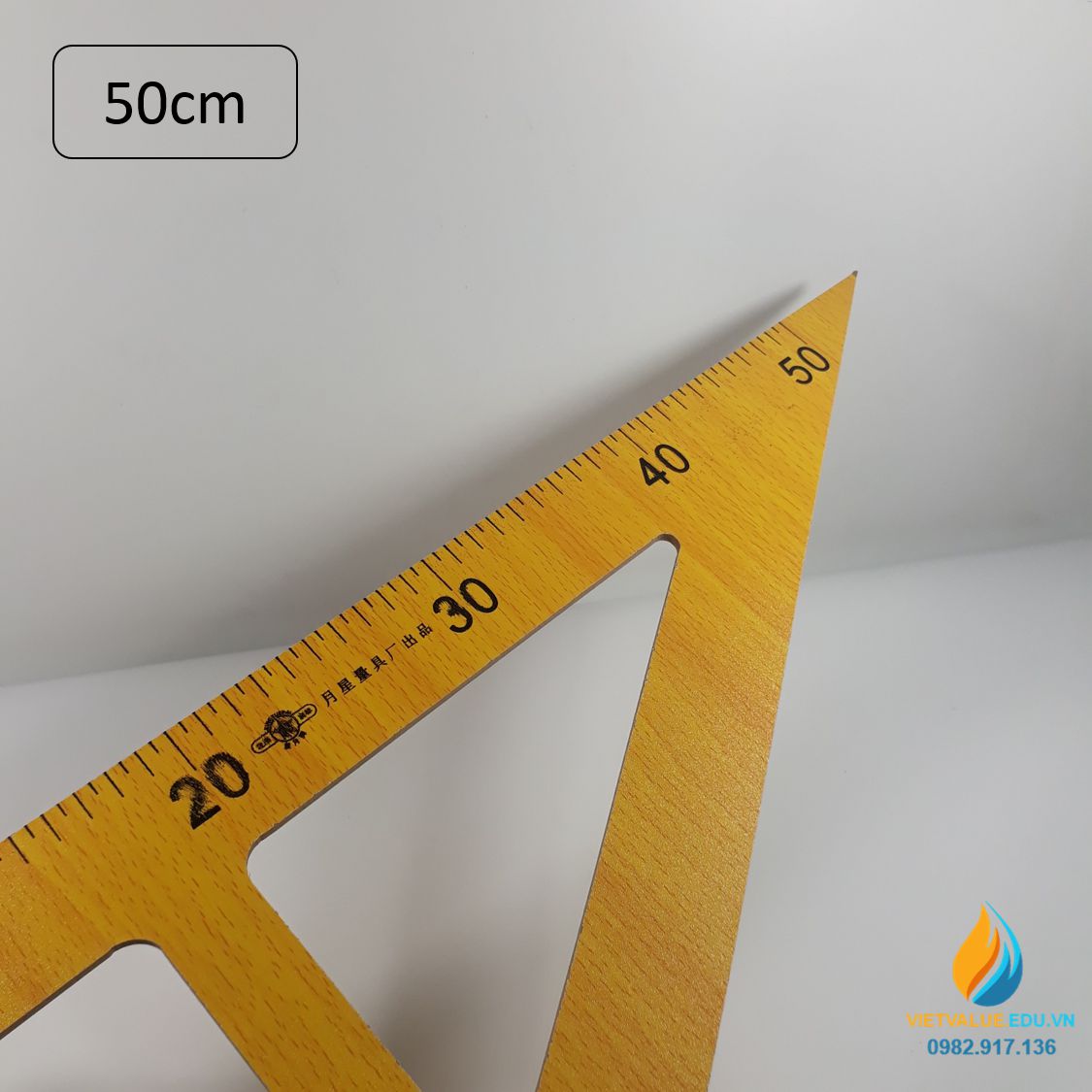 Eke gỗ cho giáo viên, cạnh vuông 50cm, vạch chia, gỗ chất lượng cao