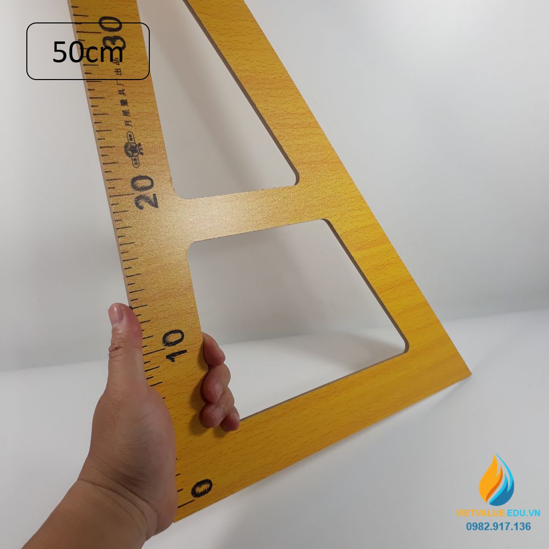 Eke gỗ cho giáo viên, cạnh vuông 50cm, vạch chia, gỗ chất lượng cao
