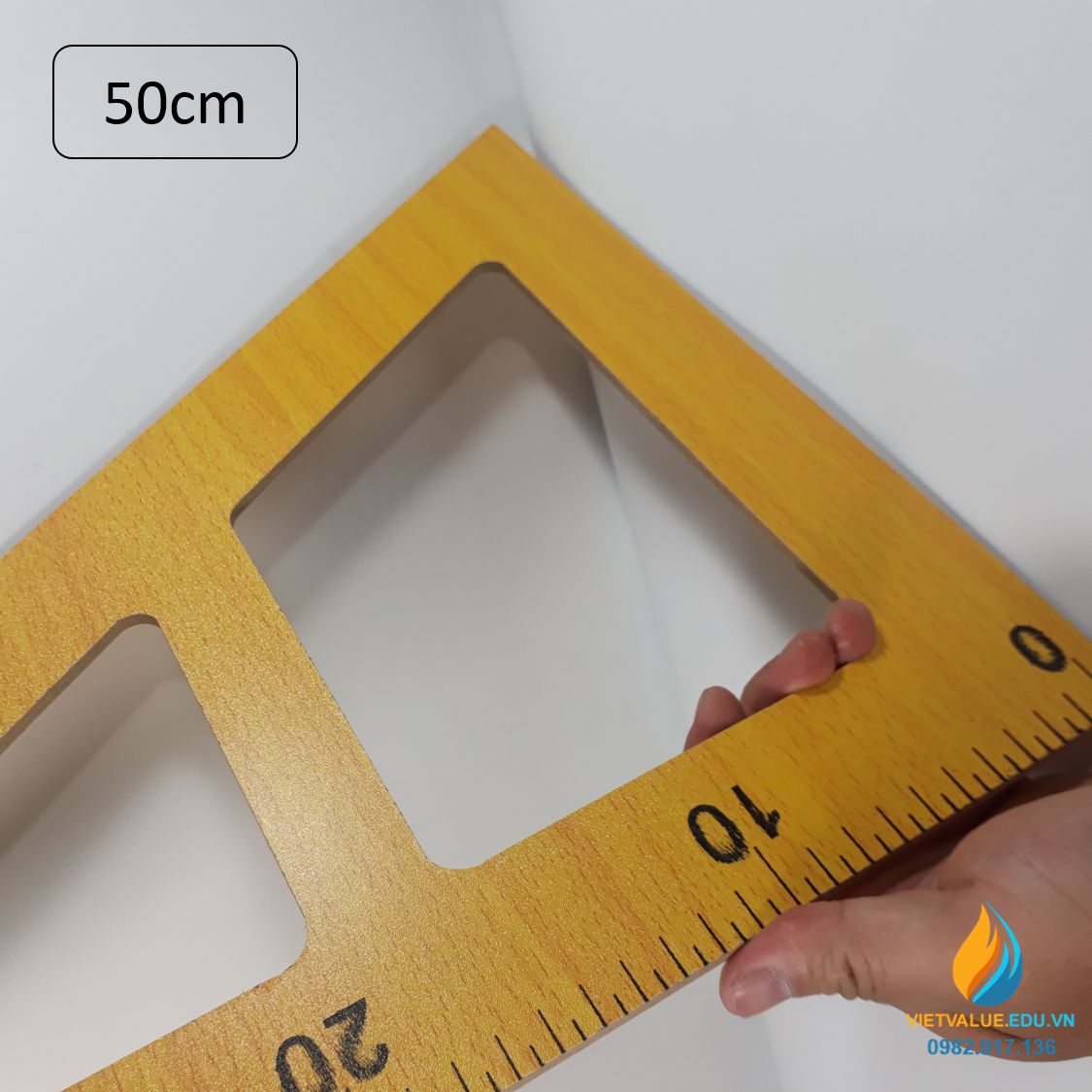 Eke gỗ cho giáo viên, cạnh vuông 50cm, vạch chia, gỗ chất lượng cao