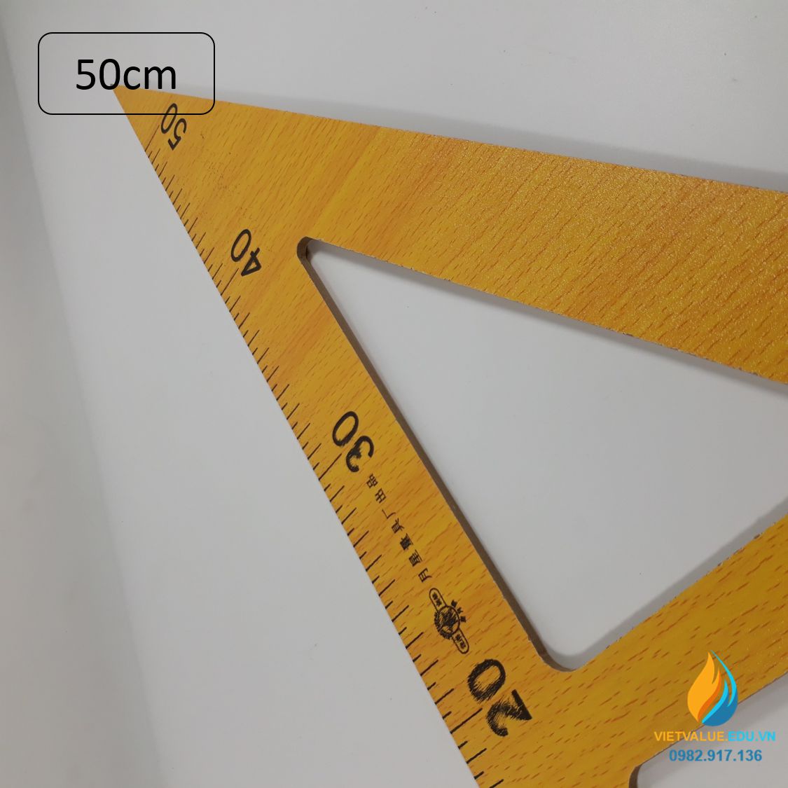 Eke gỗ cho giáo viên, cạnh vuông 50cm, vạch chia, gỗ chất lượng cao