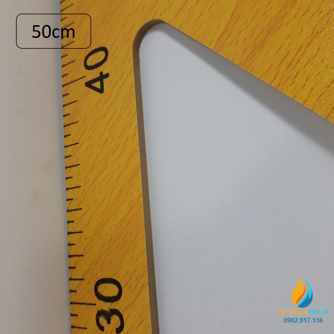 Eke vuông cân gỗ, eke gỗ cho giáo viên, cạnh huyền 50cm vạch chia
