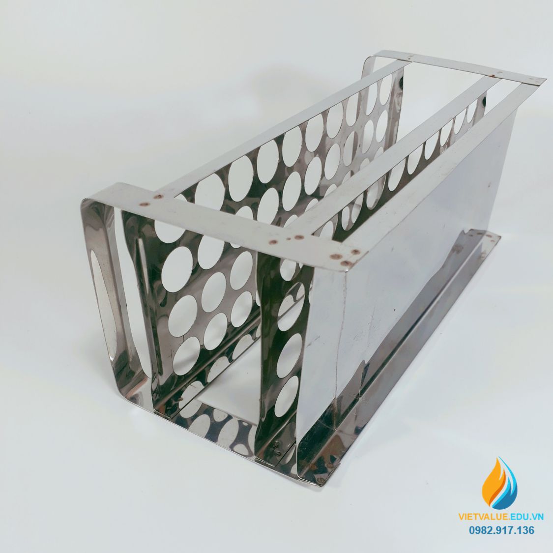Giá inox 40 lỗ kích thước lỗ 23mm, giá inox đựng ống nghiệm 3 tầng