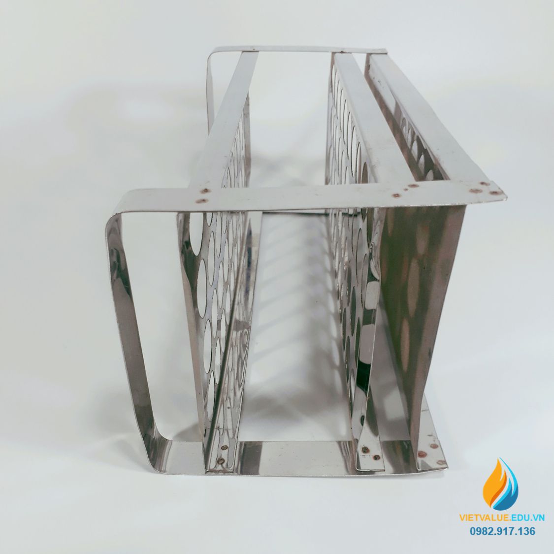 Giá inox 40 lỗ kích thước lỗ 23mm, giá inox đựng ống nghiệm 3 tầng