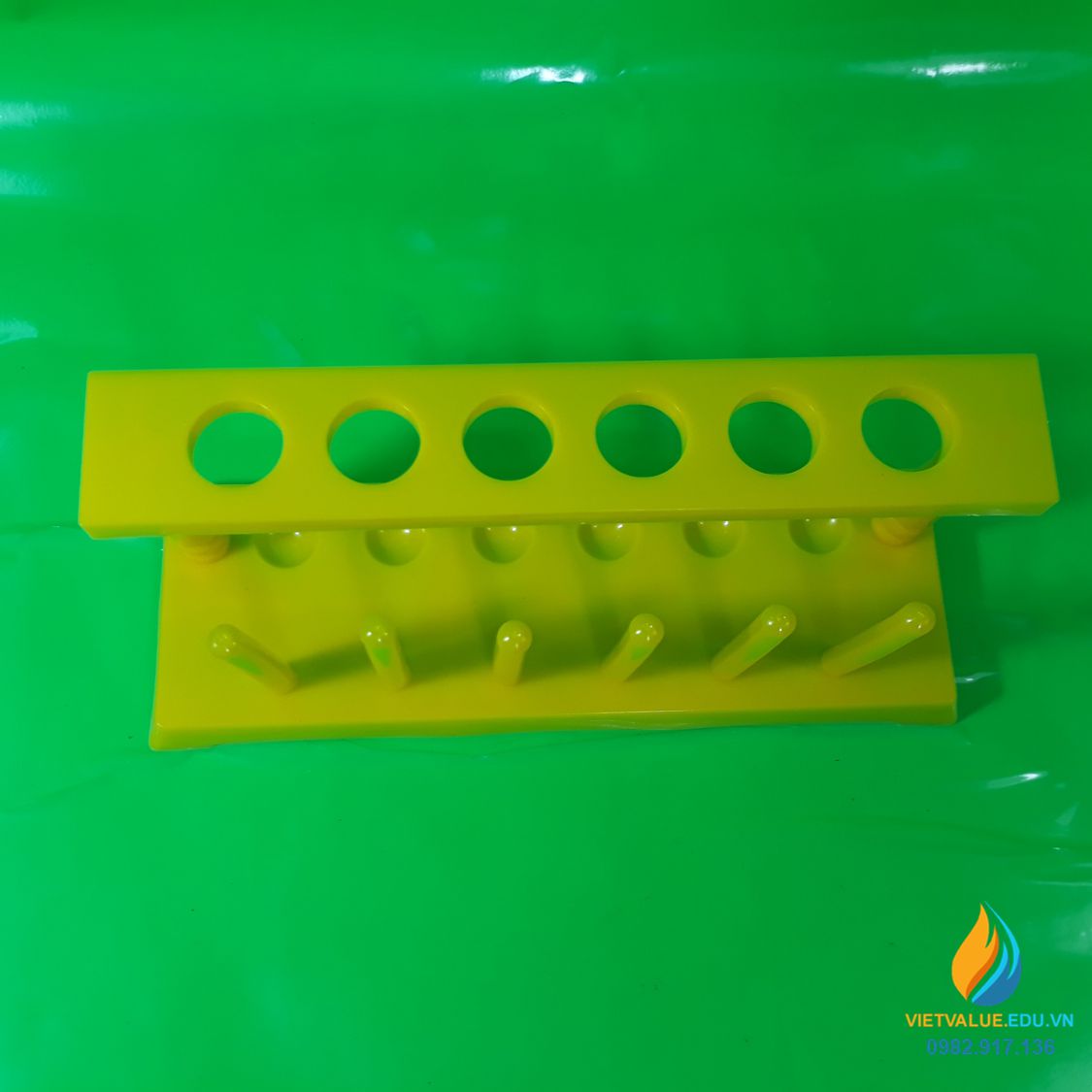 Giá ống nghiệm nhựa 6 lỗ, 6 que, đường kính lỗ 23mm, tháo rời dễ dàng