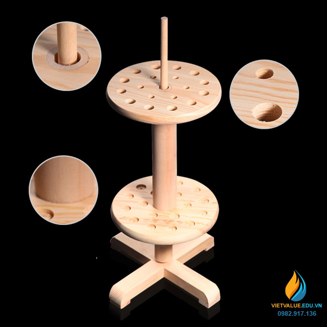 Giá treo micropipet tròn 15 lỗ, model W-000702, chất liệu gỗ