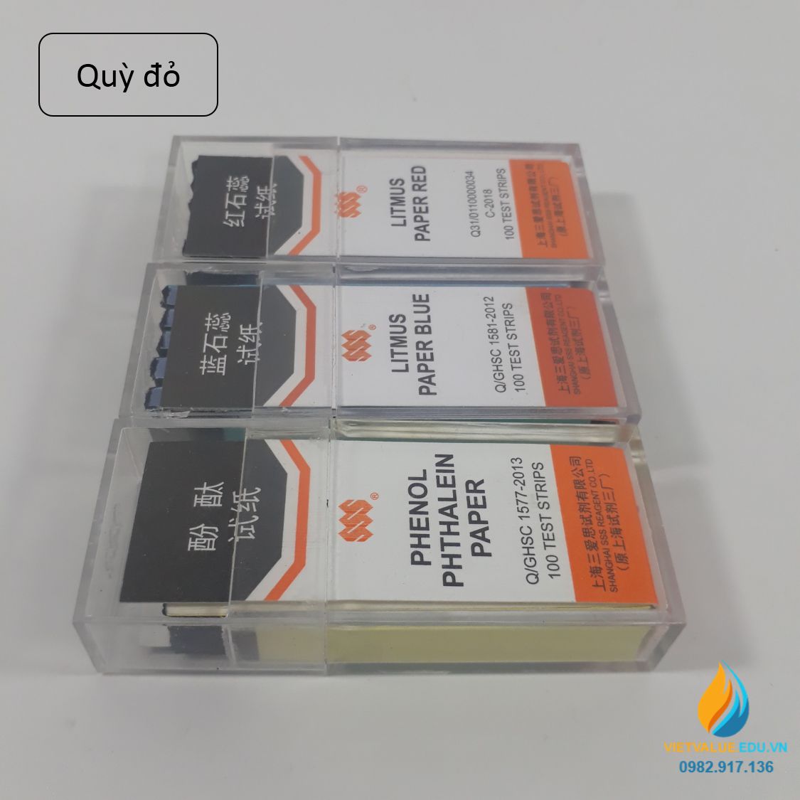 Giấy thử độ đỏ đo độ axit của dung dịch, hộp 100 miếng, giấy quỳ đỏ