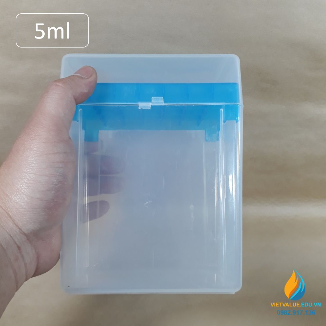 Hộp đựng đầu tip 5ml 12 lỗ, kích thước 12cm*9.3cm*16cm, lỗ đường kính 11mm