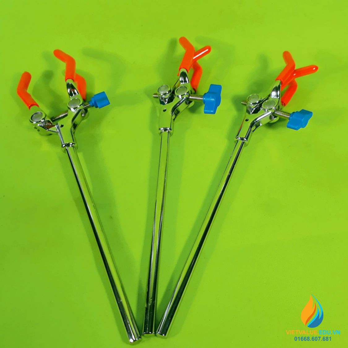 Kẹp đa năng 3 ngón dày, gắn giá đỡ thí nghiệm, độ mở 0cm - 8cm