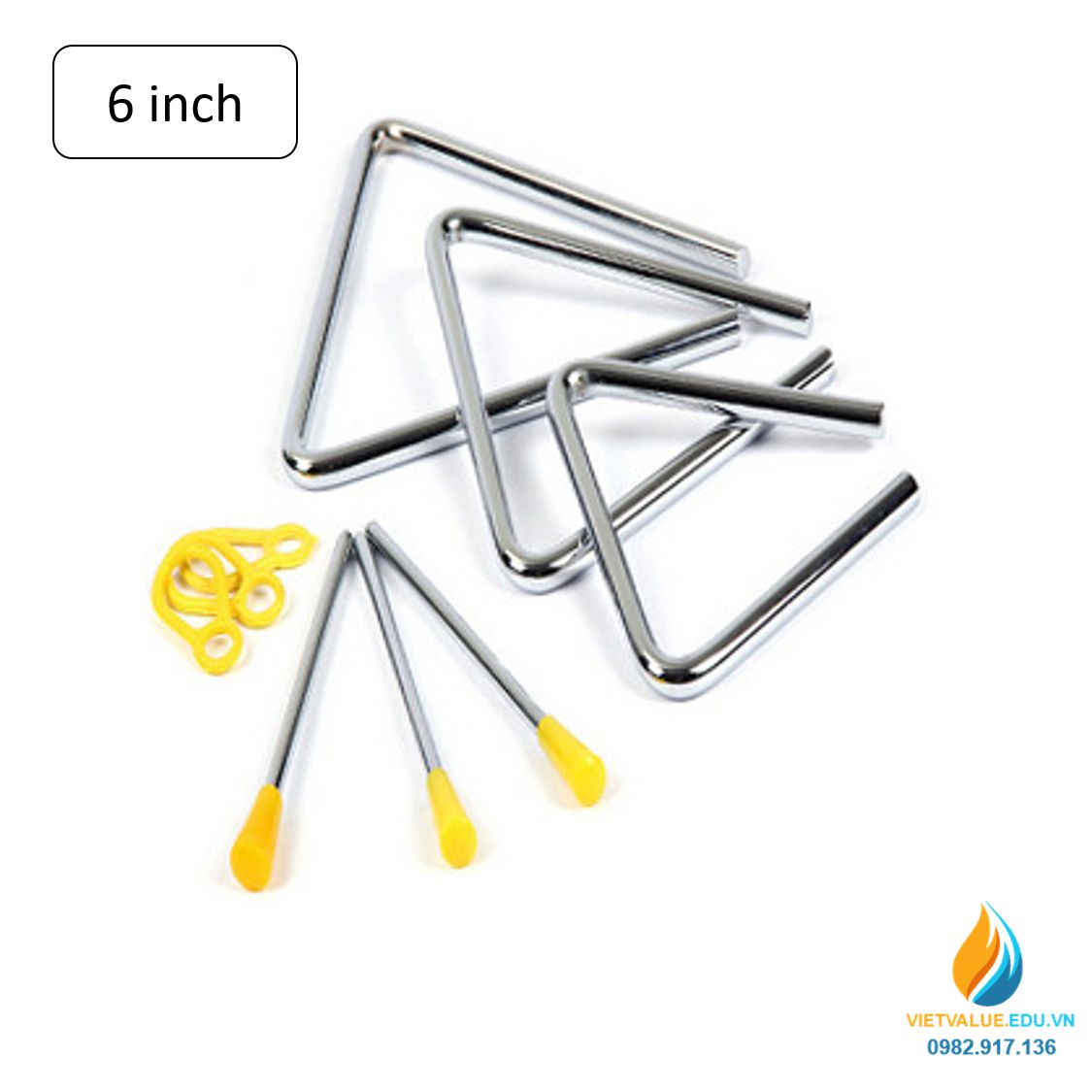 Kẻng tam giác, chất liệu Inox không gỉ, đường kính 1cm, đồ chơi giáo dục tiểu học