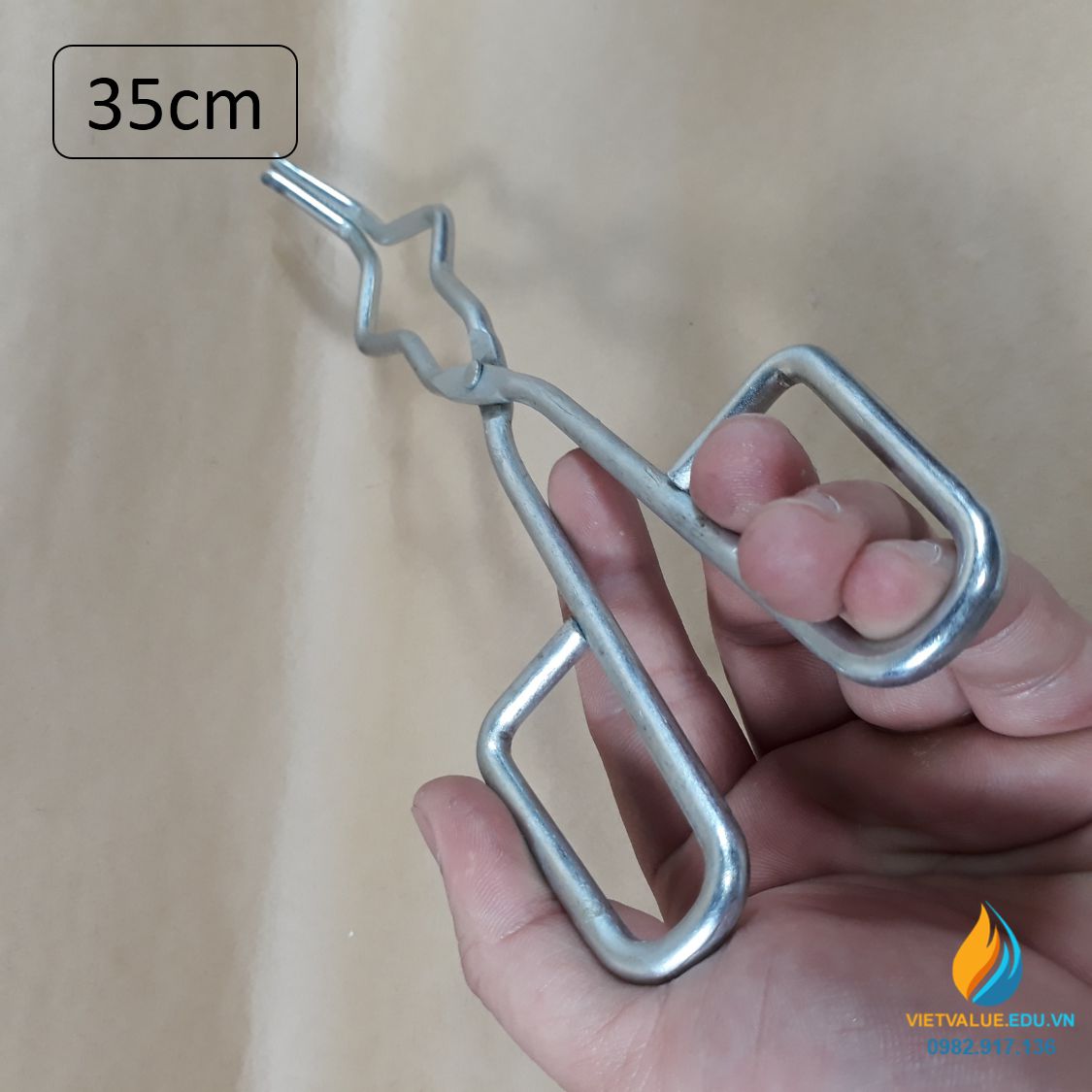 Kẹp gắp chén sứ phòng thí nghiệm, chiều dài 35cm, kẹp inox