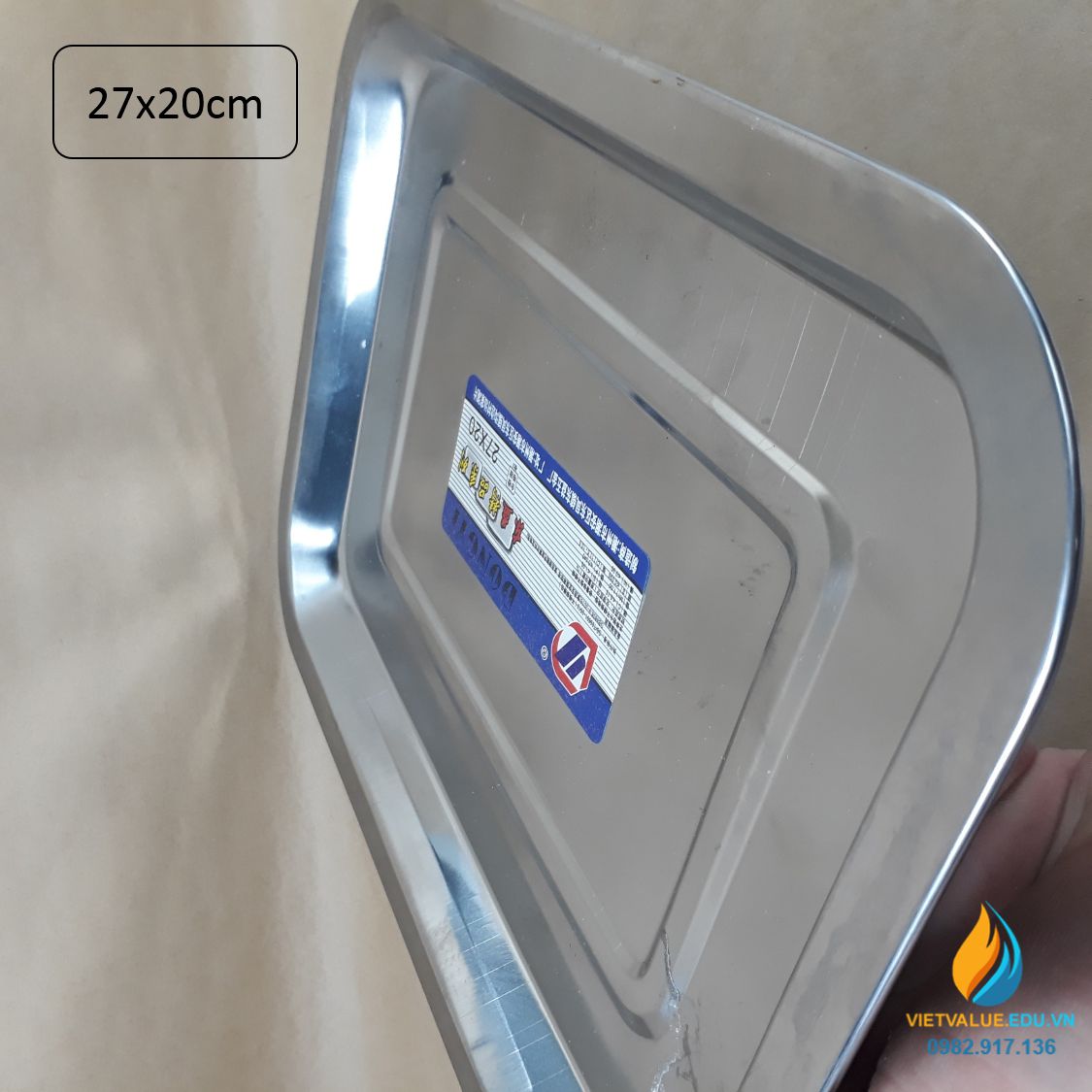Khay Inox kích thước 27x20x2cm, khay inox phòng thí nghiệm