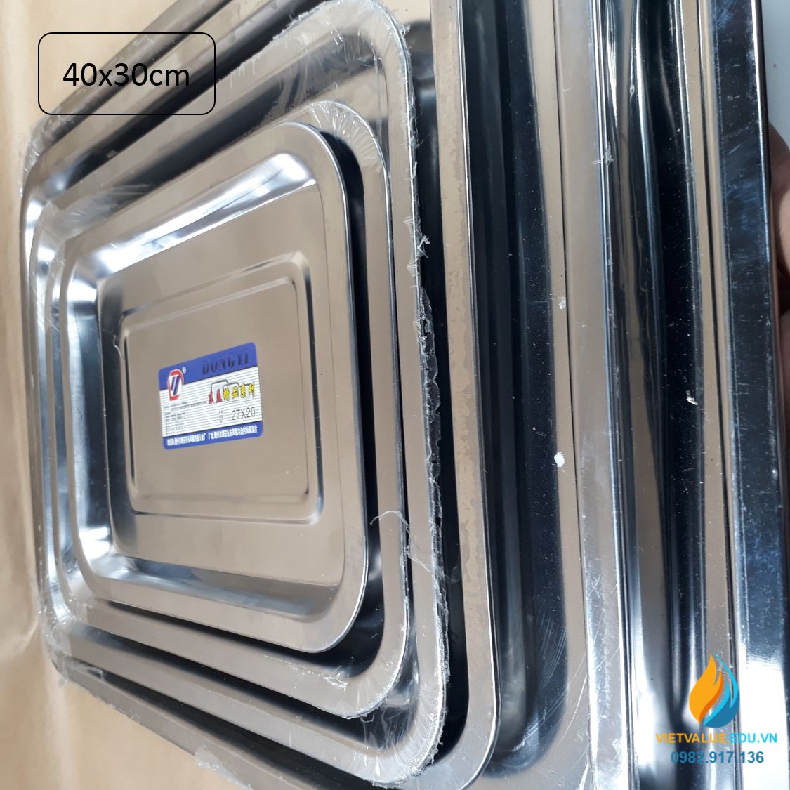 Khay Inox nhiều loại 40x30x2cm, khay đựng inox phòng thí nghiệm
