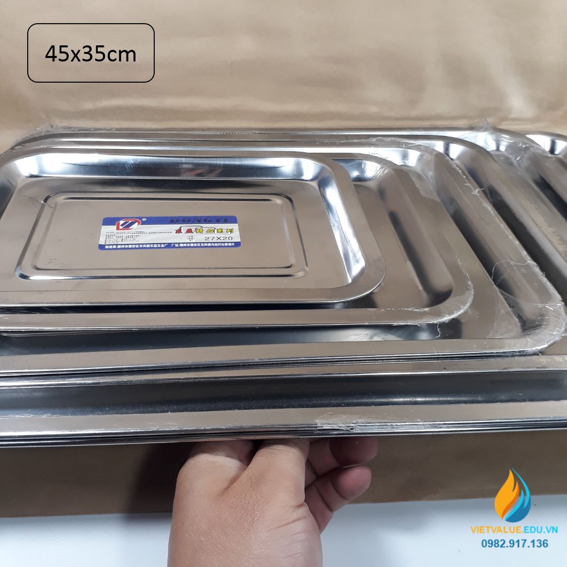 Khay Inox nhiều loại 45x35x2cm, khay đựng dụng cụ phòng thí nghiệm