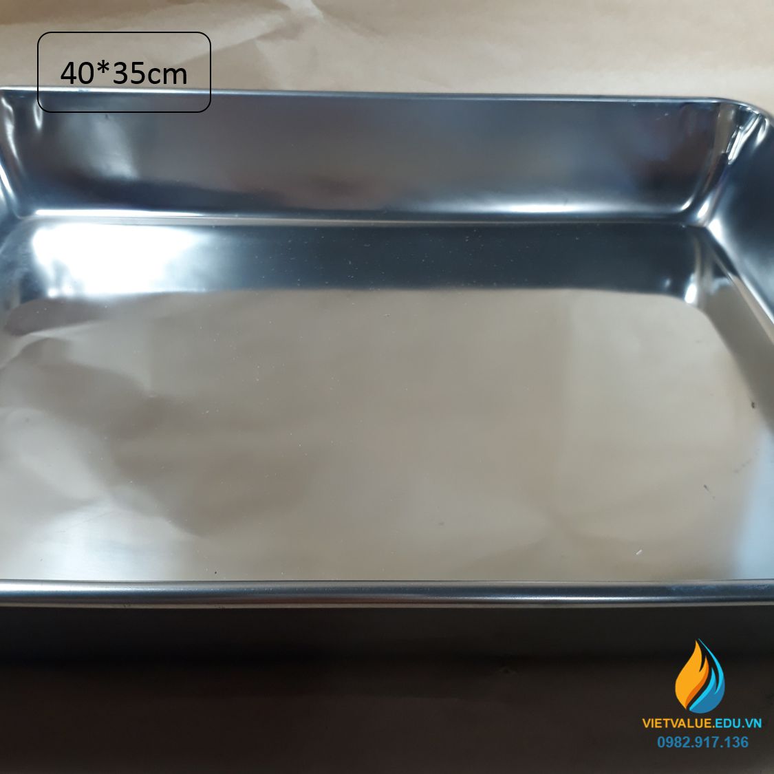 Khay Inox đựng dụng cụ thí nghiệm, kích thước 40*35cm, khay đựng Inox không gỉ