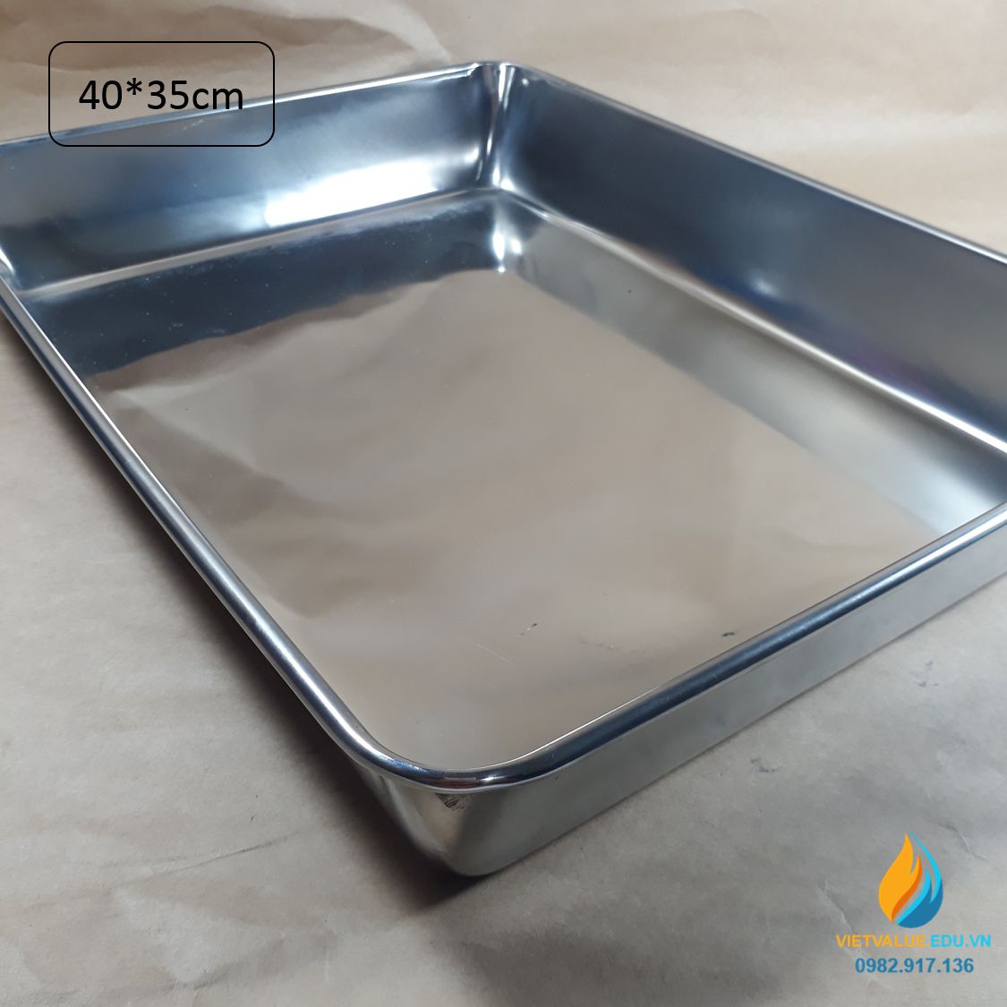 Khay Inox đựng dụng cụ thí nghiệm, kích thước 40*35cm, khay đựng Inox không gỉ