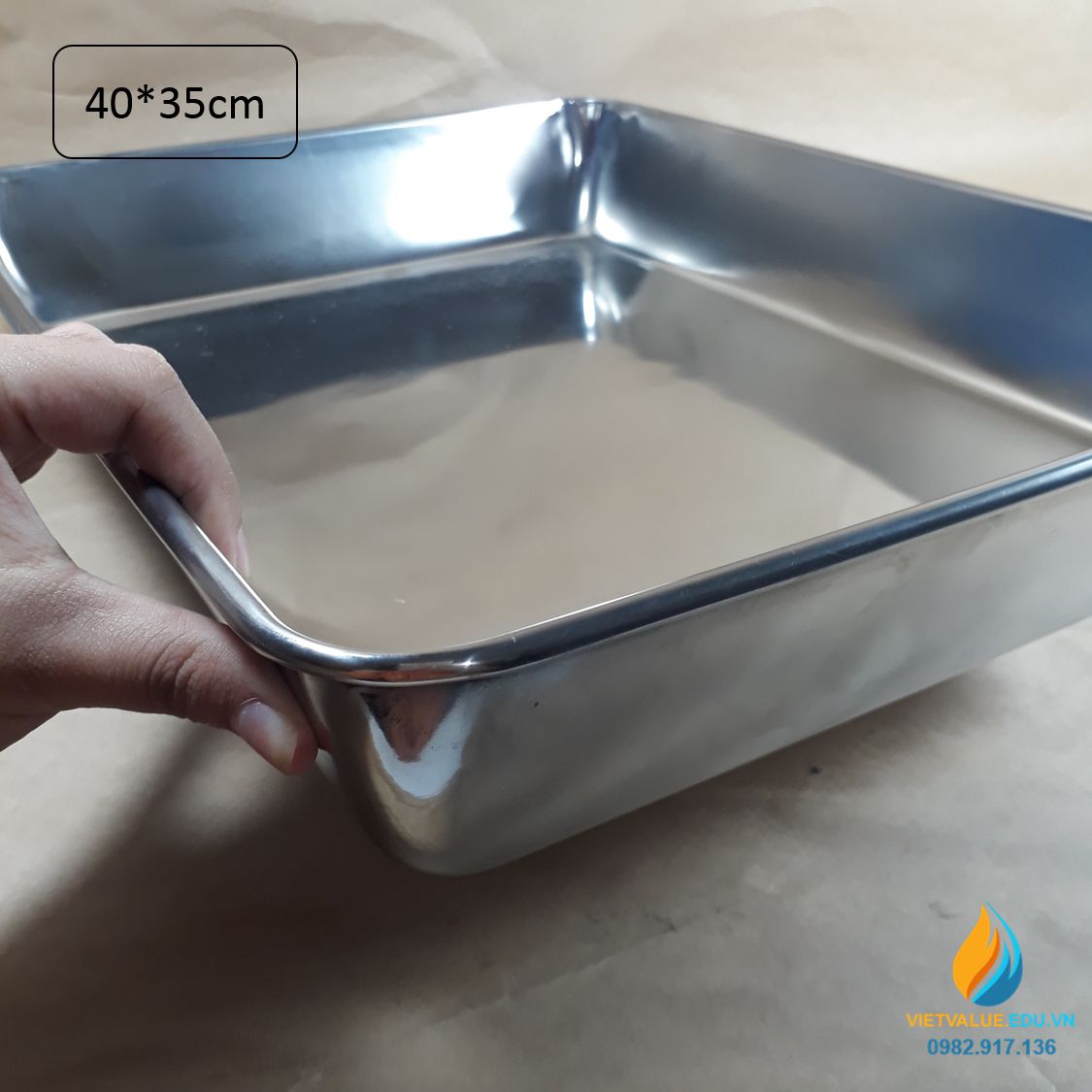 Khay Inox đựng dụng cụ thí nghiệm, kích thước 40*35cm, khay đựng Inox không gỉ
