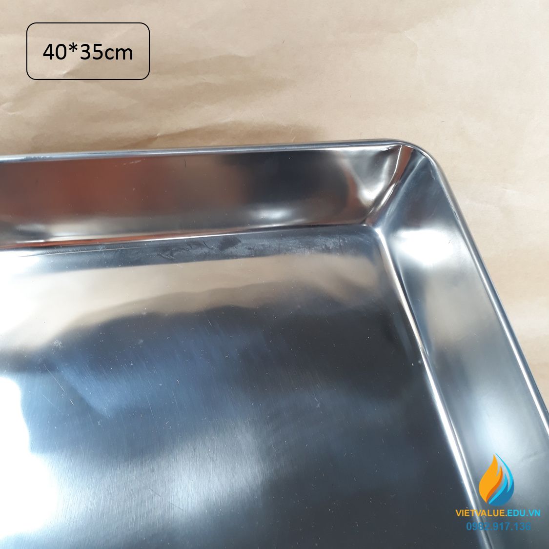 Khay Inox đựng dụng cụ thí nghiệm, kích thước 40*35cm, khay đựng Inox không gỉ