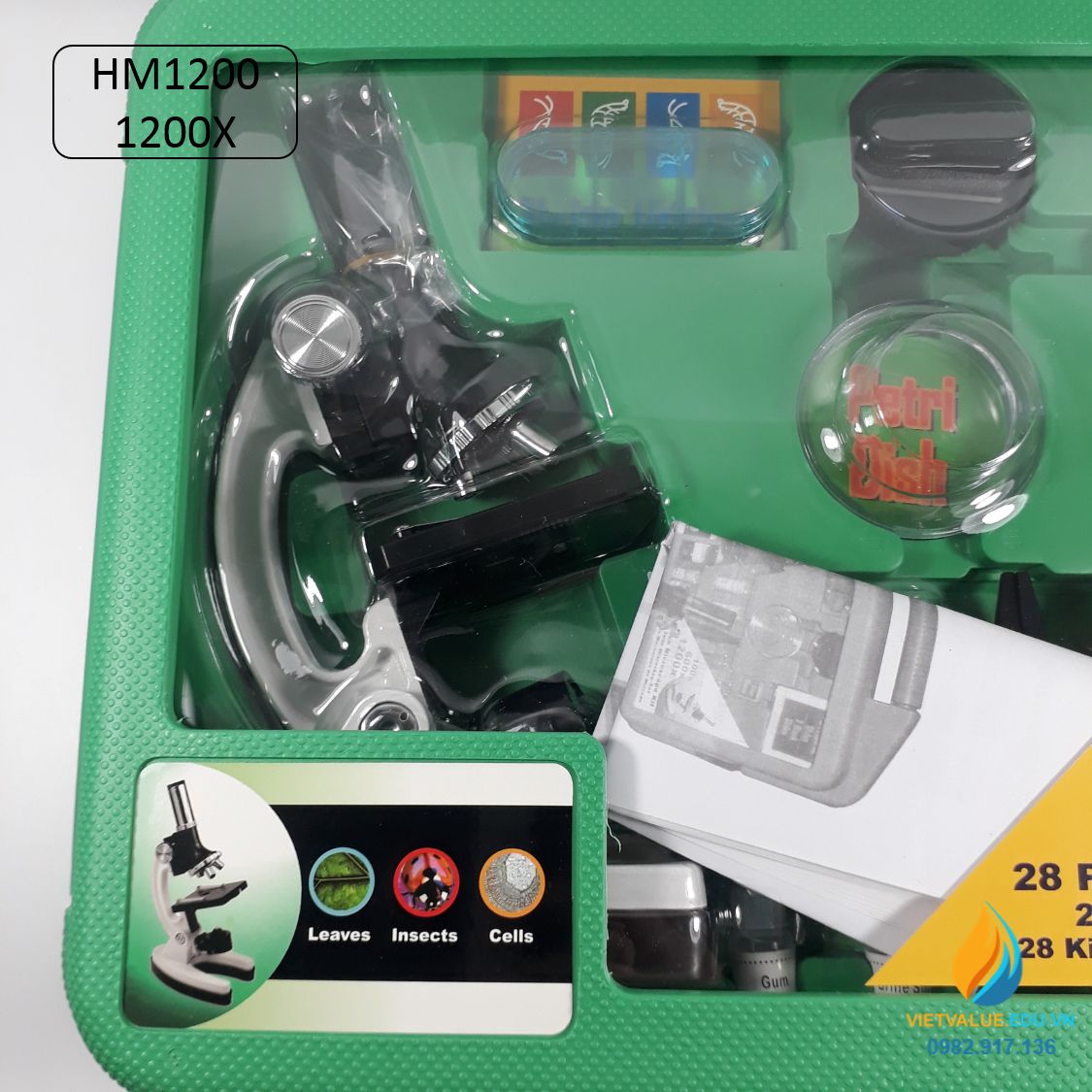 Kính hiển vi model HM1200 độ phóng đại 1200X, kính hiển vi học sinh thực hành sinh học