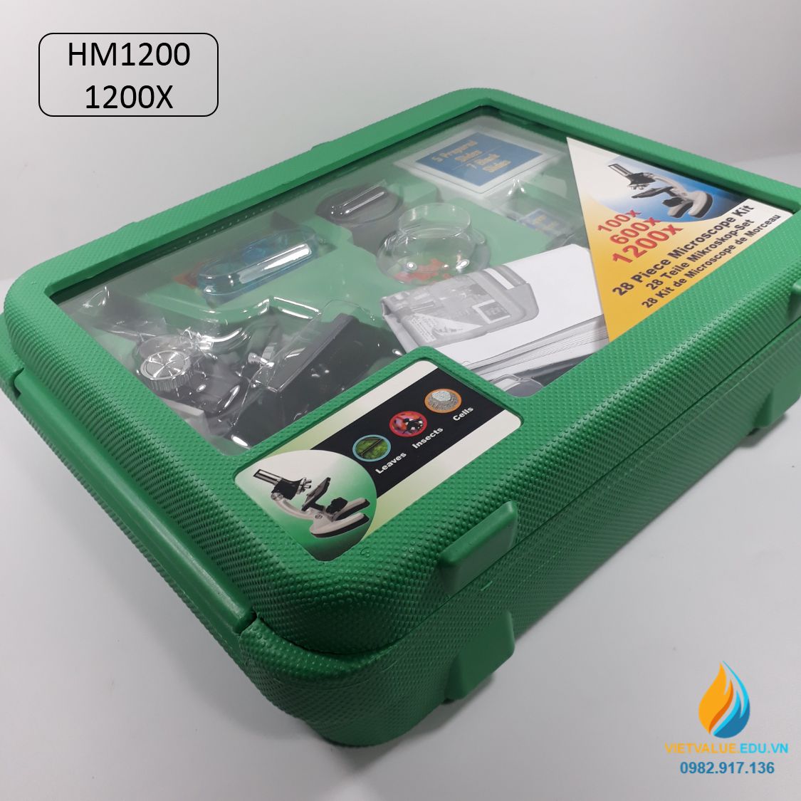 Kính hiển vi model HM1200 độ phóng đại 1200X, kính hiển vi học sinh thực hành sinh học