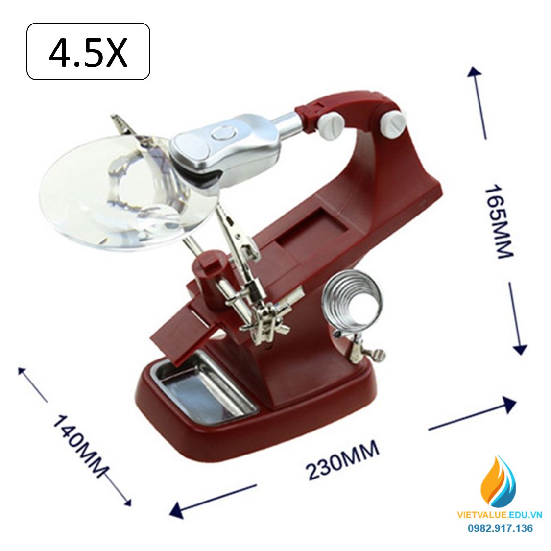 Bộ kính lúp sửa chữa vi mạch điện tử 7023A, độ phóng đại 4.5 lần sử dụng 3 pin AAA