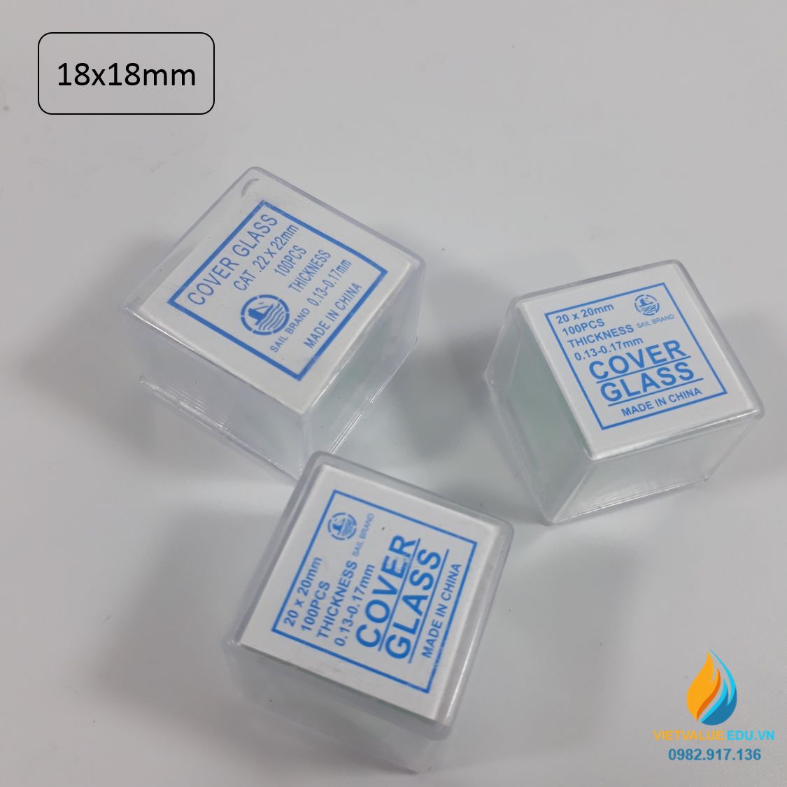 Lam kính Lamen, kích thước 18mm*18mm, hộp 100 miếng, lam kính cho kính hiển vi quan sát