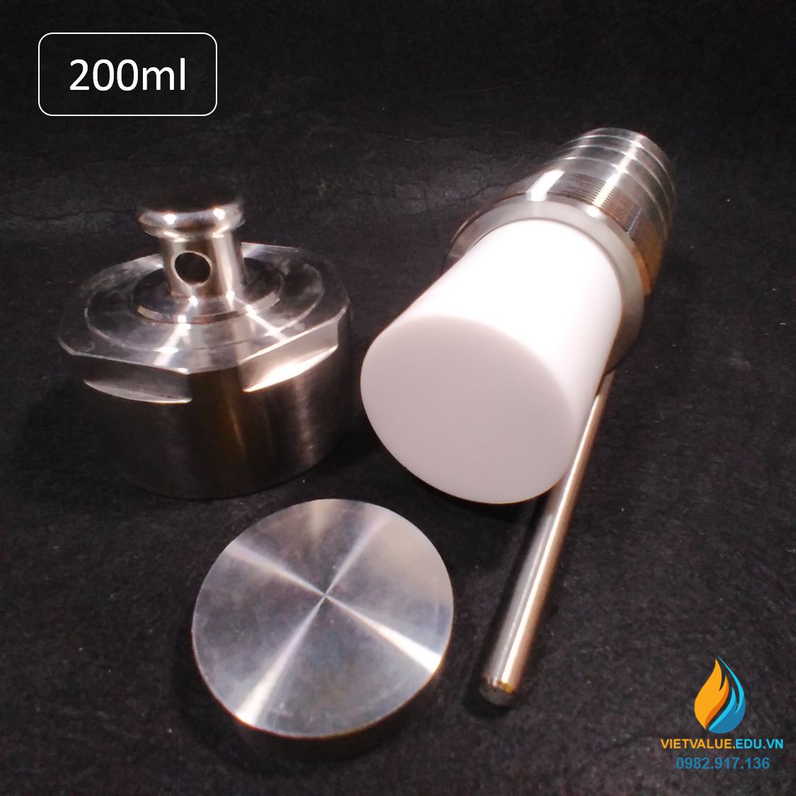 Lò phản ứng thủy nhiệt áp suất cao, dung tích 200ml, thép không gỉ