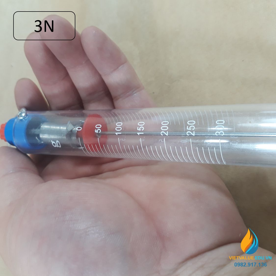 Lực kế lò xo đo độ lớn của lực, giới hạn đo 3N, lực kế cơ học thí nghiệm