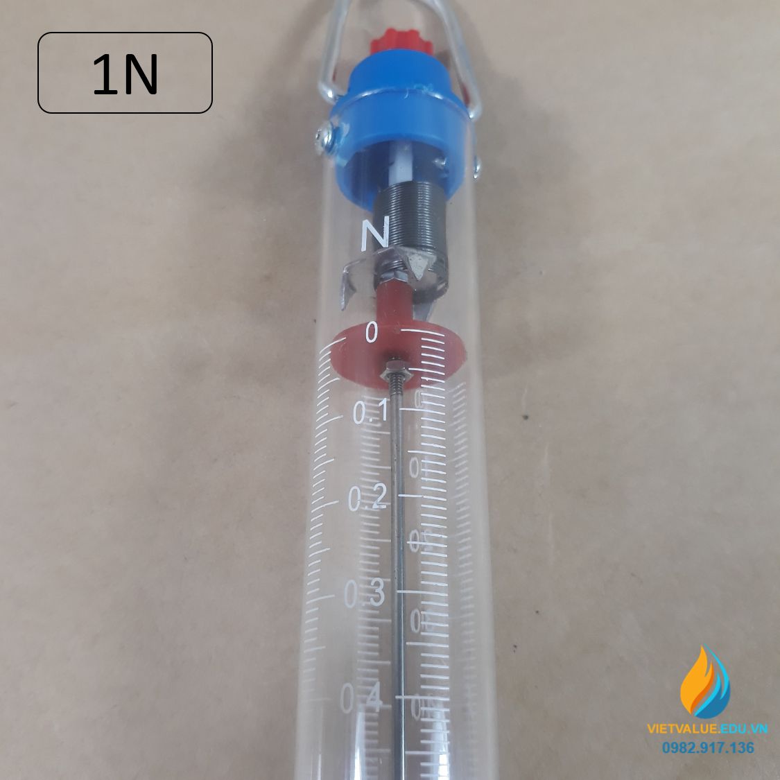 Lực kế lò xo, khung tròn, thí nghiệm cơ học, giới hạn đo 1N