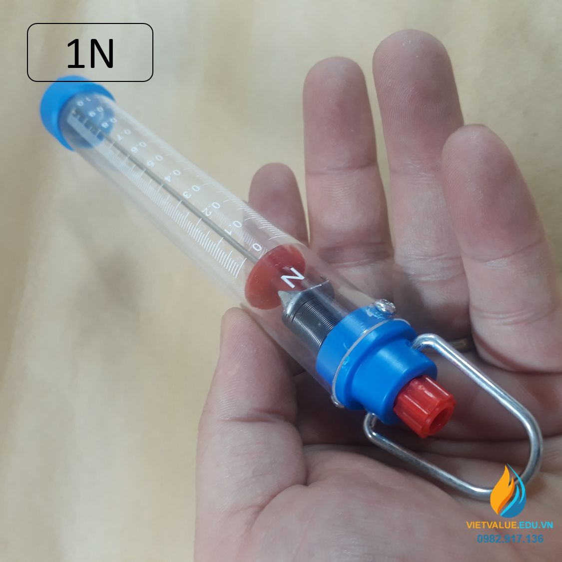 Lực kế lò xo, khung tròn, thí nghiệm cơ học, giới hạn đo 1N