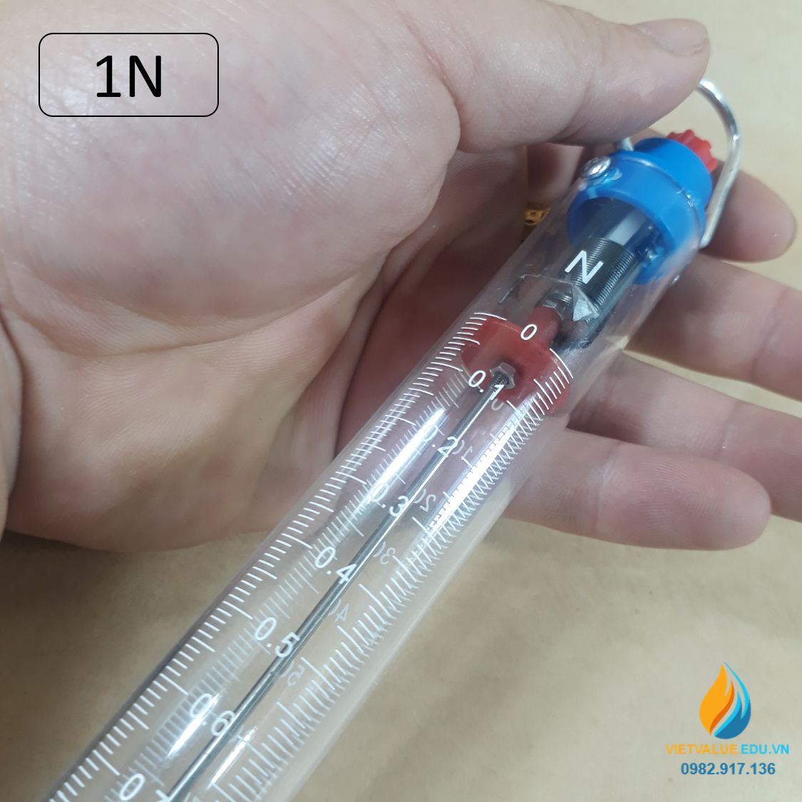 Lực kế lò xo, khung tròn, thí nghiệm cơ học, giới hạn đo 1N