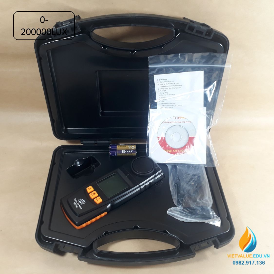 Máy đo ánh sáng model BENETECH GM1020 khoảng đo từ 0Lux-200000Lux, độ chính xác cao