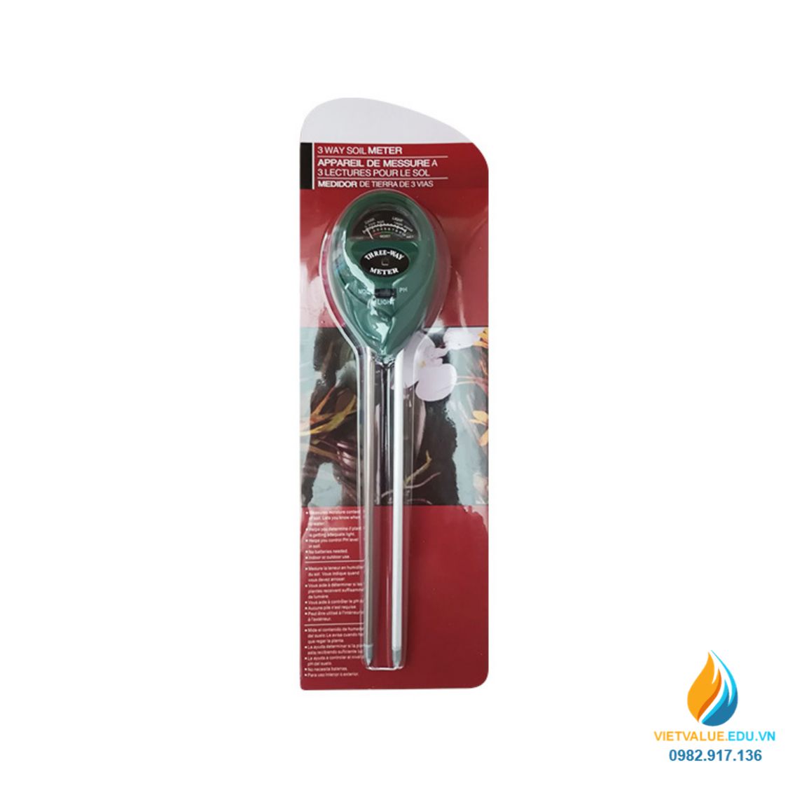 Máy đo độ ẩm đất đa năng FXP001 đo độ PH, độ chiếu sáng, độ ẩm đất, không dùng pin