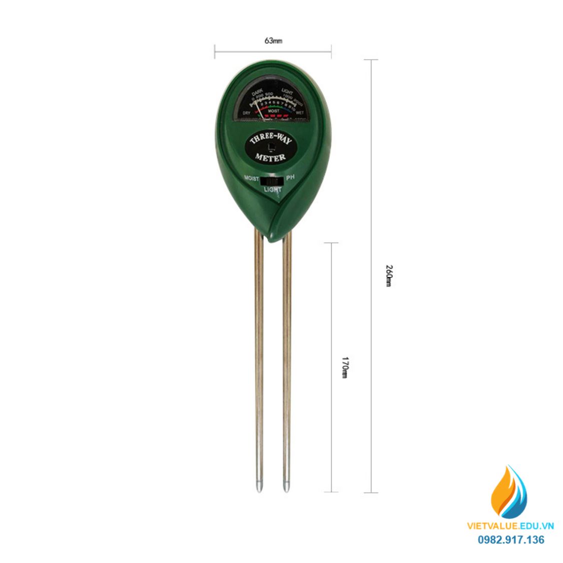 Máy đo độ ẩm đất đa năng FXP001 đo độ PH, độ chiếu sáng, độ ẩm đất, không dùng pin