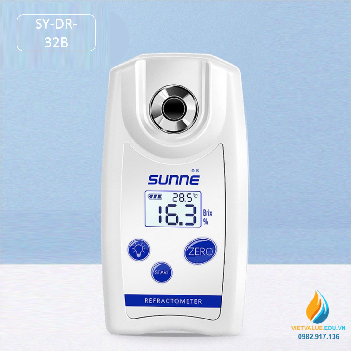 Khúc xạ kế đo nồng độ đường, model SY-DR-53B, phạm vi đo 0 ~ 53%, hiển thị LCD
