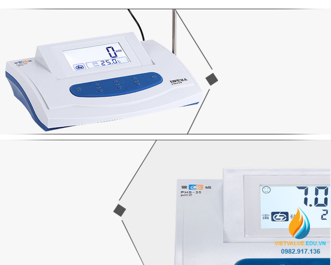Máy đo Ph để bàn, model PHS-25, khoảng đo 0.01 đến 10.00PH, sai số 0.01PH