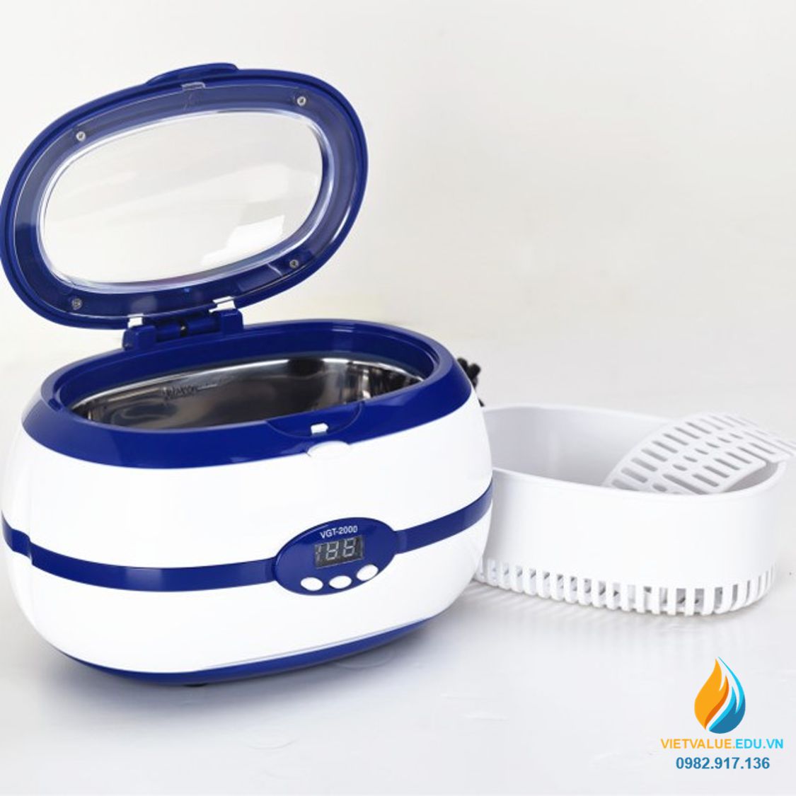 Máy làm sạch siêu âm VGT2000 dung tích bể rung 600ml 30W, tần số 40kHz