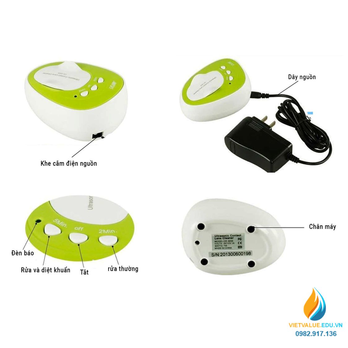 Máy rửa kính áp tròng bằng sóng siêu âm CE3200 công suất 7W, tần số rung 46KHz