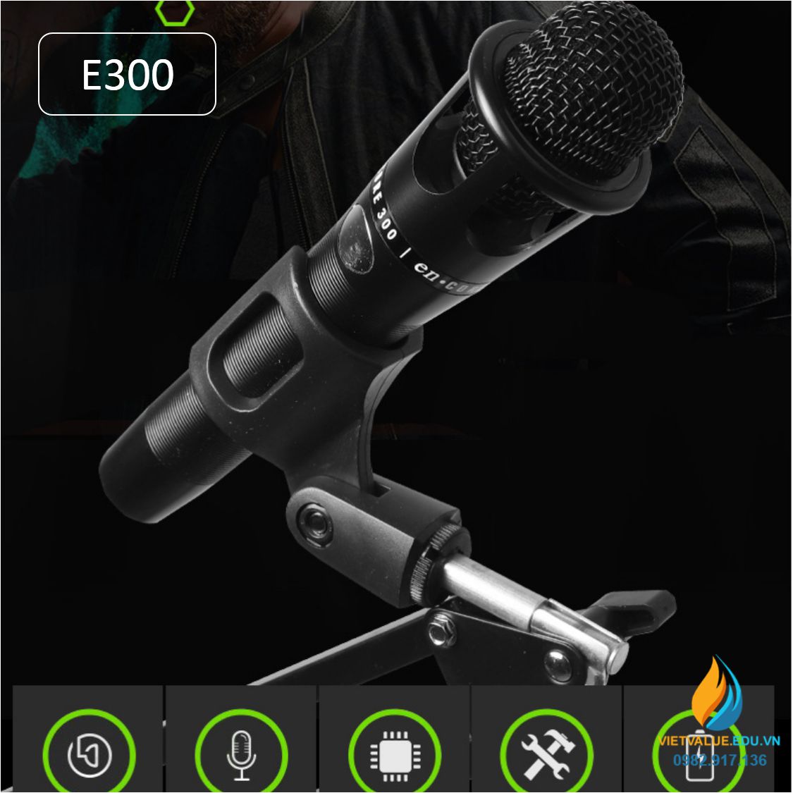 Micro có dây thu âm model E300 tần số thu 40Hz đến 20KHz, chất lượng cao