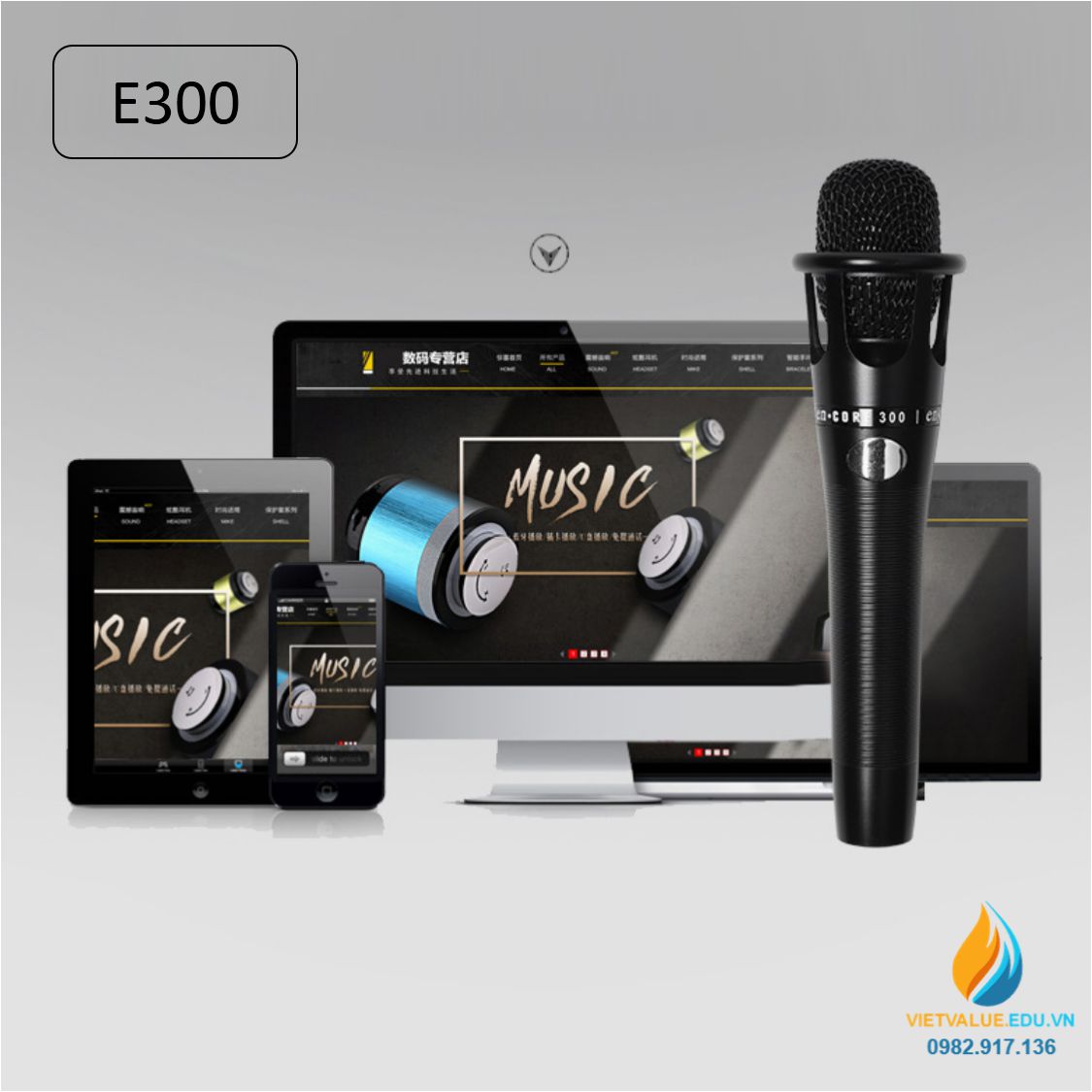 Micro có dây thu âm model E300 tần số thu 40Hz đến 20KHz, chất lượng cao