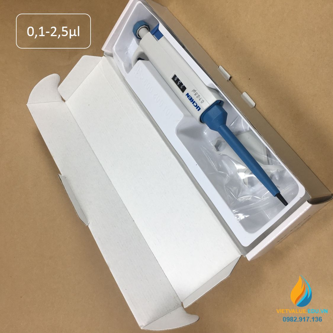 Micro pipet hút đơn kênh hãng Lichen đơn kênh mức hút từ 0,1-2,5μl