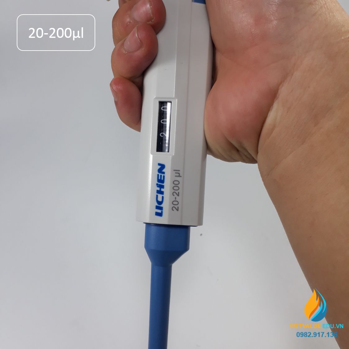 Micropipette 20-200μl đơn kênh Lichen, micropipet hút phòng thí nghiệm 