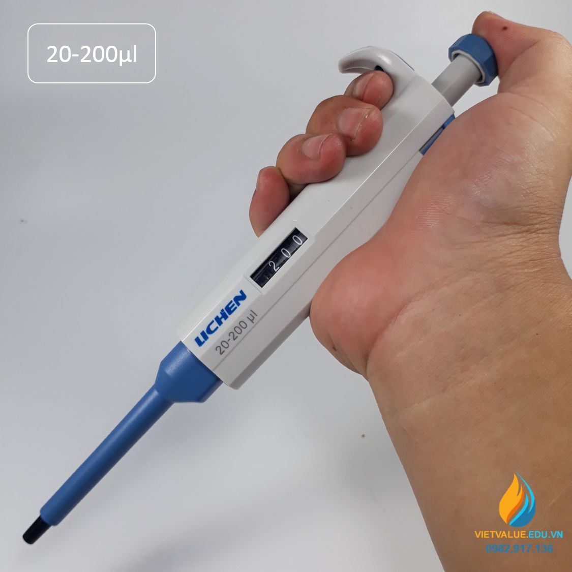 Micropipette 20-200μl đơn kênh Lichen, micropipet hút phòng thí nghiệm 