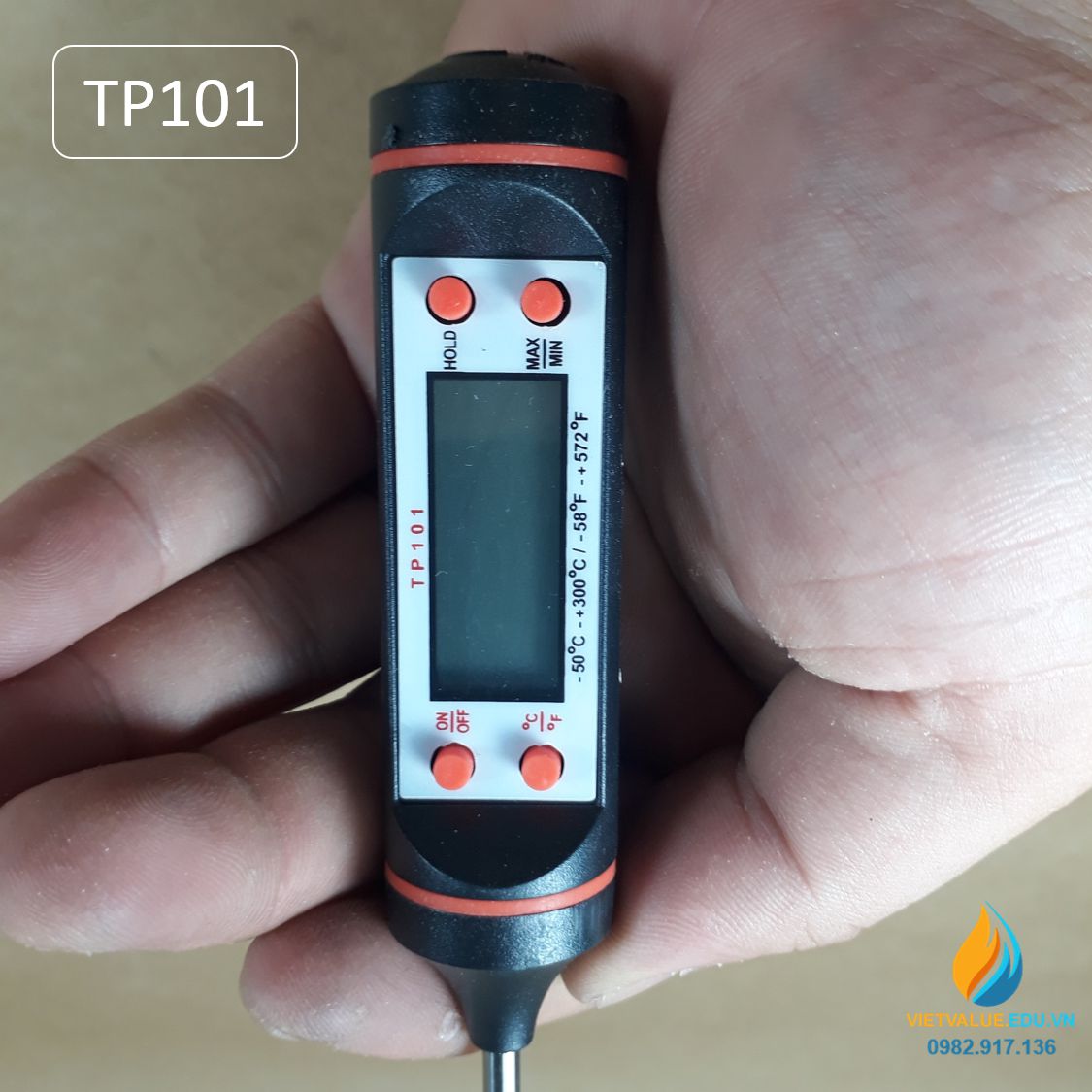 Nhiệt kế que điện tử TP101 khoảng đo từ - 50 đến 300 độ C chiều dài que 15cm, độ chính xác cao
