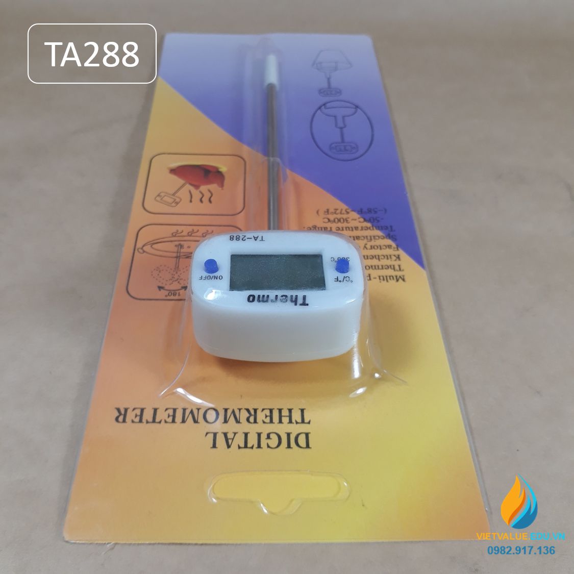Nhiệt kế điện tử que TA288 khoảng đo từ - 50 đến 300 độ C chiều dài que 15cm, độ chính xác cao
