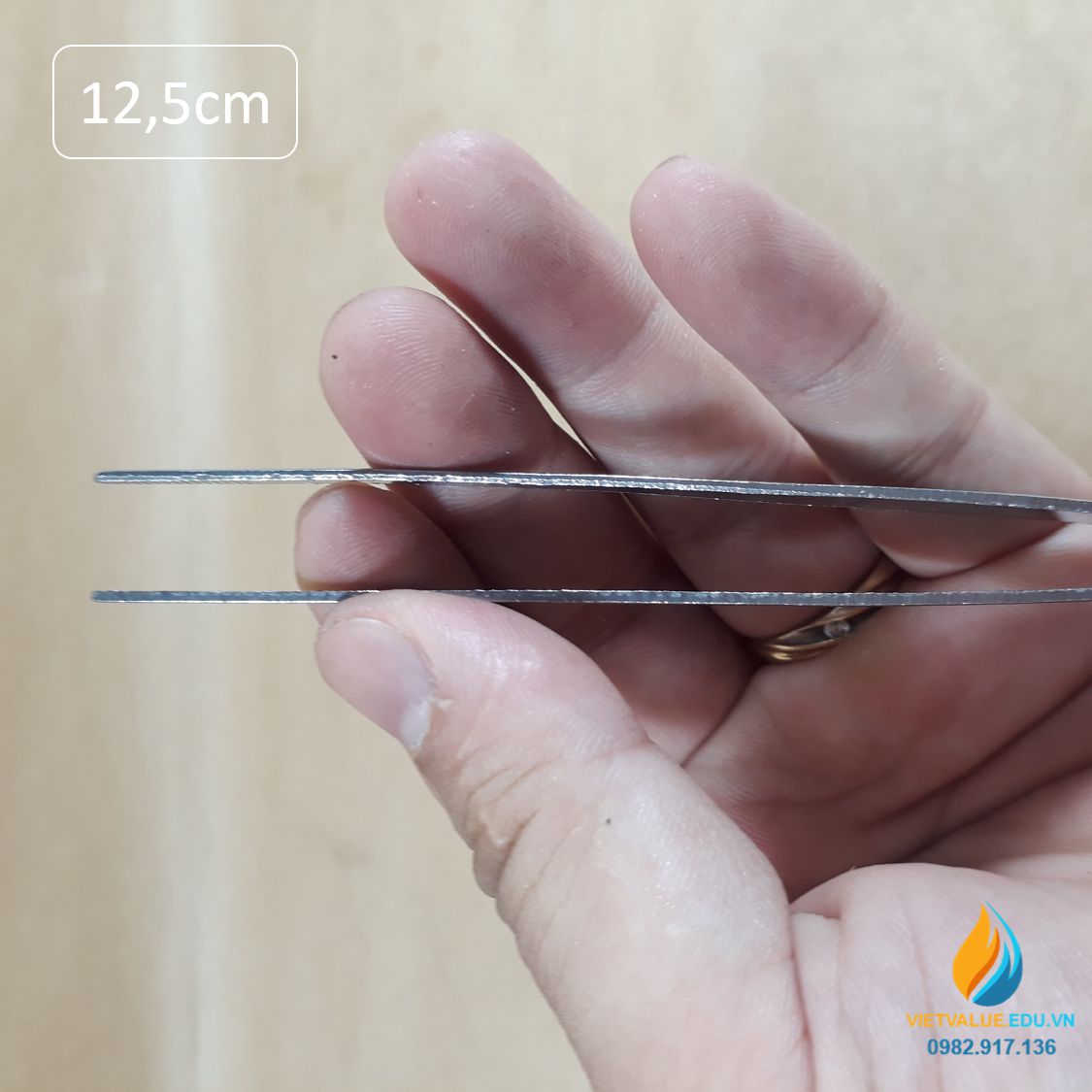 Nhíp gắp mẫu phòng thí nghiệm, dài 12,5cm thép không gỉ, đầu gắp thẳng có răng