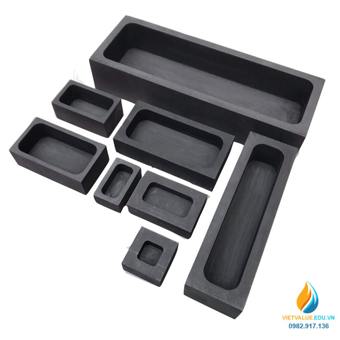 Nồi nấu kim loại bằng than chì có nắp đậy , kích thước 50*30*20mm