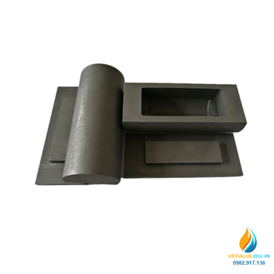 Nồi nấu kim loại bằng than chì có nắp đậy , kích thước 90*50*30mm