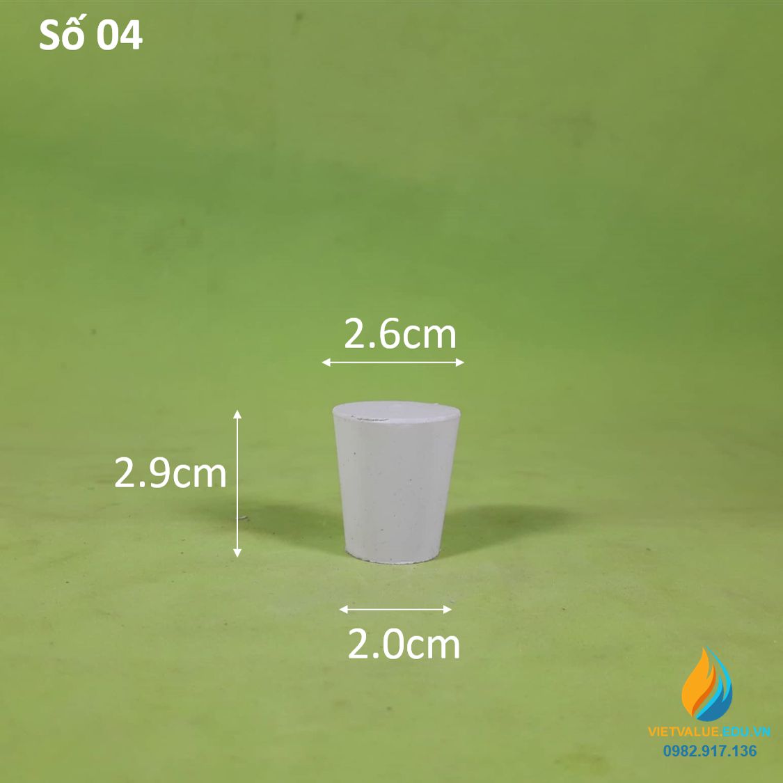 Nút cao su số 4 nắp bình,đáy lớn 26mm, đáy bé 20mm, cao 29mm