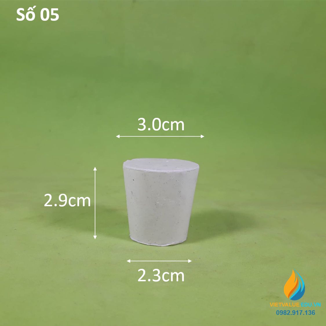 Nút cao su số 5 nắp bình,đáy lớn 30mm, đáy bé 23mm, cao 29mm